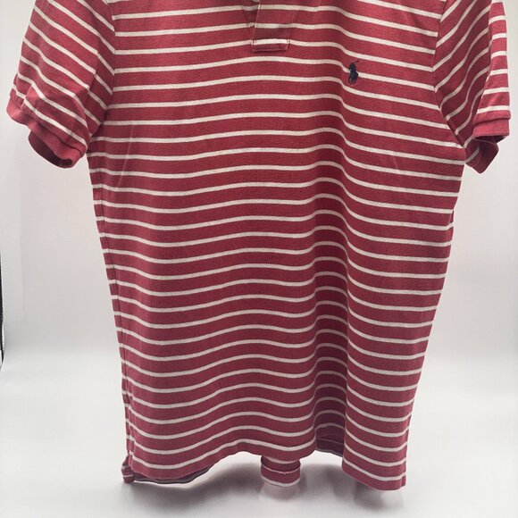 Polo Ralph Lauren Men's Red & Beige Stripes w/ Navy Blue Logo, Large Custom Fit - Picture 2 of 4